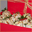 White Chocolate Dipped Strawberries Drizzled w/Red Chocolate